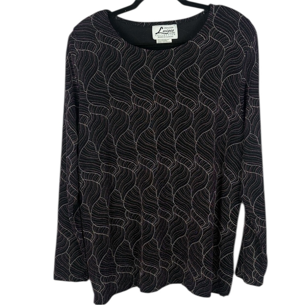 Creazioni Lorizia Vintage Collection Black Purple Pink Green Long Sleeve 3XL Top